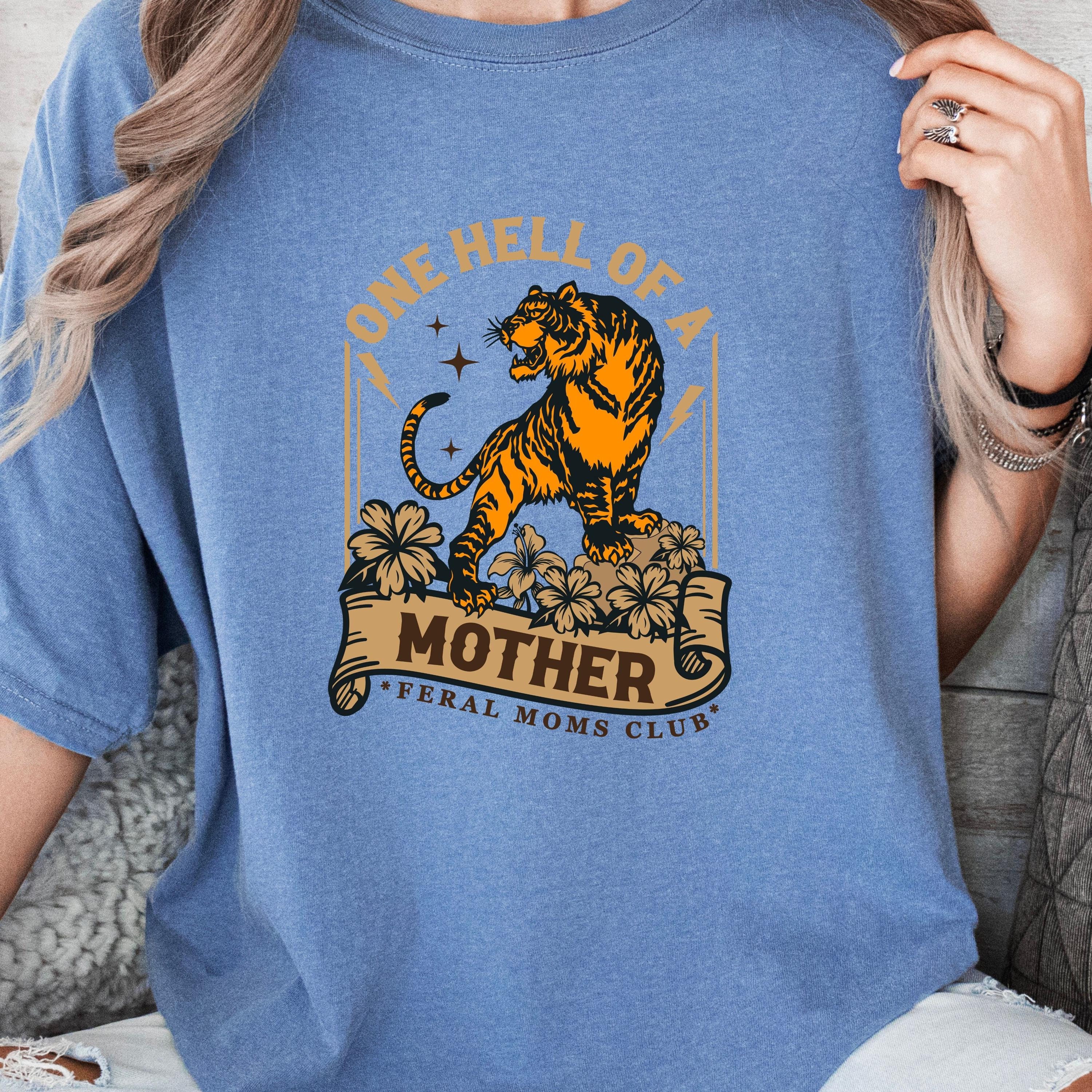 feral moms club shirt one hell of a mother funny mom shirt trendy boho apparel for wild moms unique gift ebzio