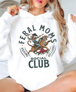 feral moms social club hoodie funny mom life shirt vintage graphic gift for mothers day and trendy mom apparel wcyok