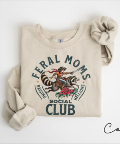 feral moms social club sweatshirt with feral raccoon design for mom life trendy apparel crewneck style jugtv