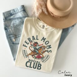 feral moms social club vintage graphic tee black mom life shirt trendy apparel for mothers and feral wives fighr