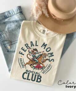 feral moms social club vintage graphic tee funny mom life shirt trendy apparel for feral wives and moms kpnhn