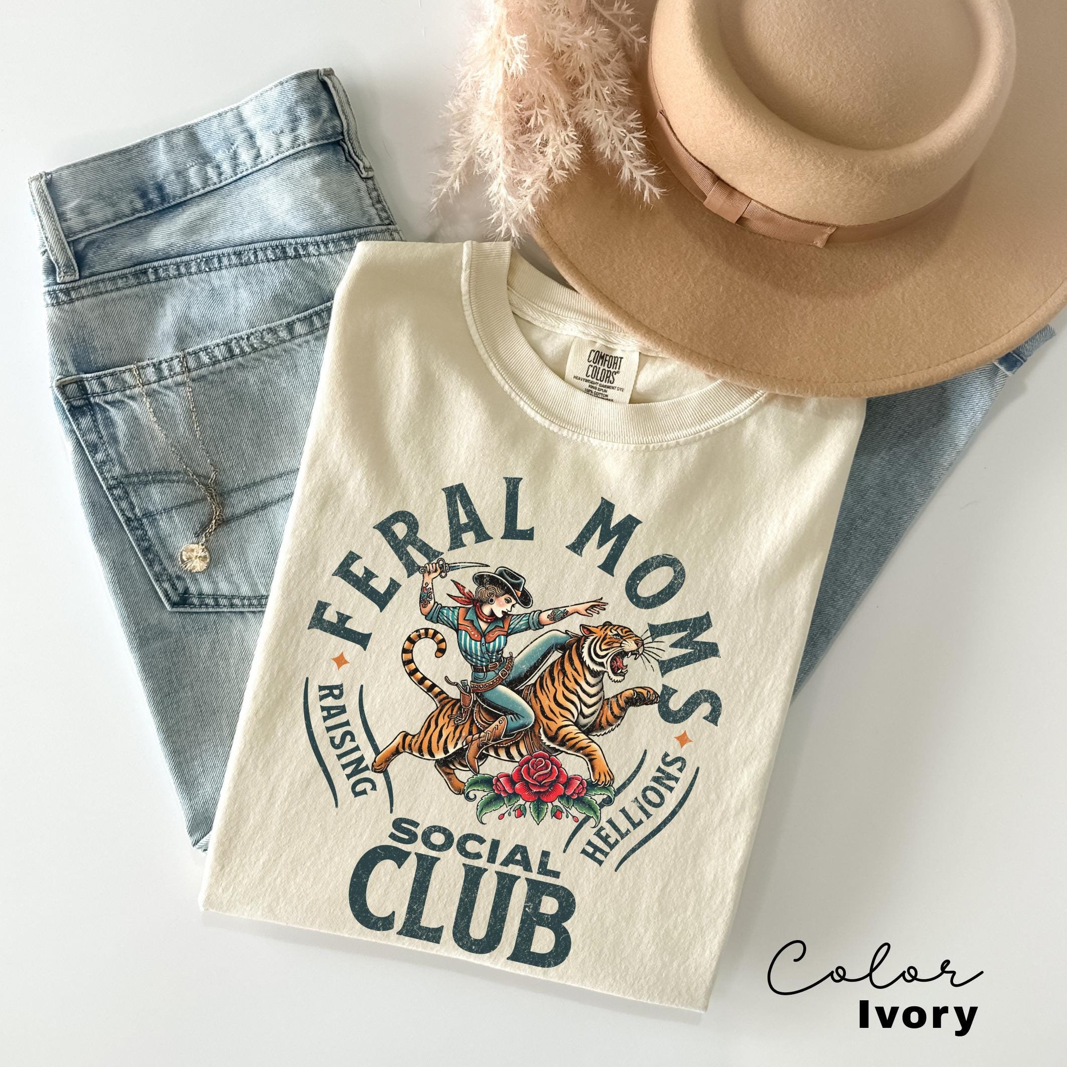 feral moms social club vintage graphic tee funny mom life shirt trendy apparel for feral wives and moms kpnhn