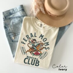 feral moms social club vintage graphic tee funny mom life shirt trendy apparel for feral wives and moms qzxyy