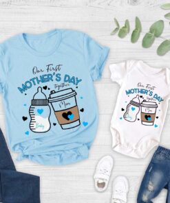 first mothers day shirt 2025 for new moms cute matching outfit with baby boy or girl tee unique mom life apparel diqcy