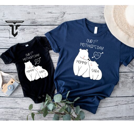 first mothers day shirt for mom and baby matching outfits custom names vintage mommy and me t shirt df2pp