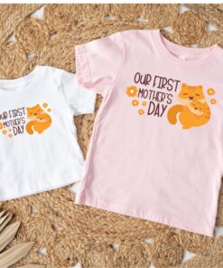 first mothers day shirt matching mom and baby set cat mom life outfit cute mommy and me shirts for mothers day zcxdz