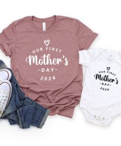 first mothers day t shirt 2024 for mom and baby matching outfits cute mom life shirt personalized mothers day gift rygz3