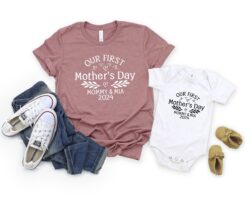 first mothers day t shirt 2024 for mom and baby matching outfits cute mommy and me shirts for mothers day olirj