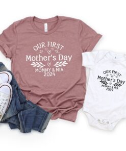 first mothers day t shirt 2024 for mom and baby matching outfits cute mommy and me shirts for mothers day olirj