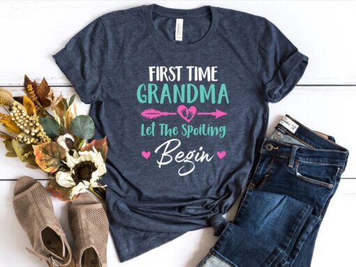 first time grandma shirt let the spoiling begin cute grandma t shirt for new grandmas baby announcement gift ngbkm