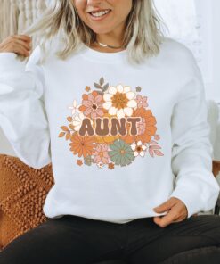 floral aunt sweatshirt crewneck best aunt hoodie pregnancy announcement gift new aunt shirt unique aunt apparel p5f8e