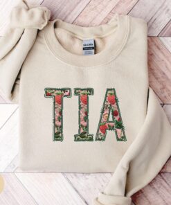 floral aunt sweatshirt for new tia pregnancy announcement latina mothers day gift crewneck sweater y8pmy