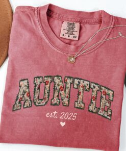 floral auntie est 2025 shirt custom t shirt for pregnancy announcement best aunt birthday gift cool aunt club asw4w