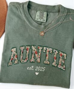 floral auntie est 2025 shirt custom t shirt for pregnancy announcement best aunt birthday gift cool aunt club b73mx