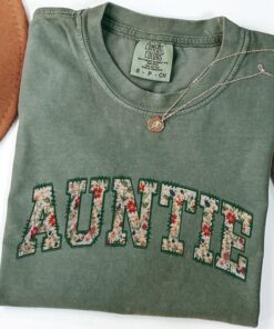 floral auntie t shirt for new aunt pregnancy reveal mothers day gift cute aunt shirts comfort colors tee 3qcp2