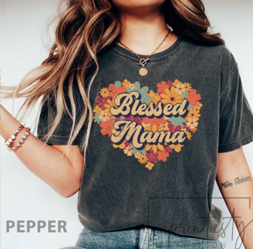 floral blessed mama t shirt for mom life mothers day gift cute mom shirt vintage style tee