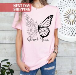 floral butterfly blessed mama shirt for mom life happy mothers day cute mom t shirt unique mothers day gift 3ydu0