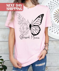 floral butterfly blessed mama shirt for mom life happy mothers day cute mom t shirt unique mothers day gift 3ydu0