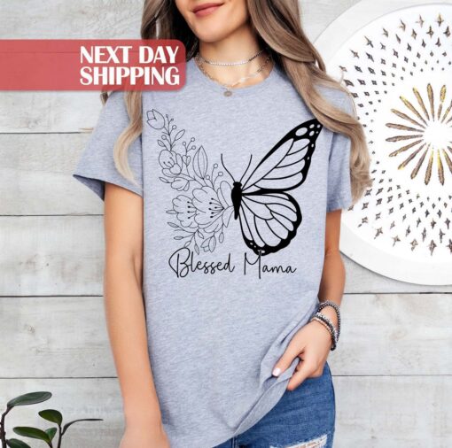 floral butterfly blessed mama shirt for mom life happy mothers day cute mom t shirt unique mothers day gift 9kvll