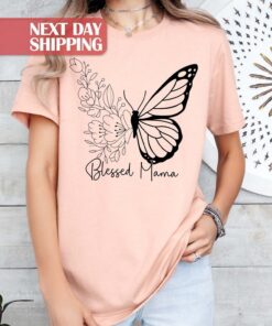 floral butterfly blessed mama shirt for mom life happy mothers day cute mom t shirt unique mothers day gift qmr3c