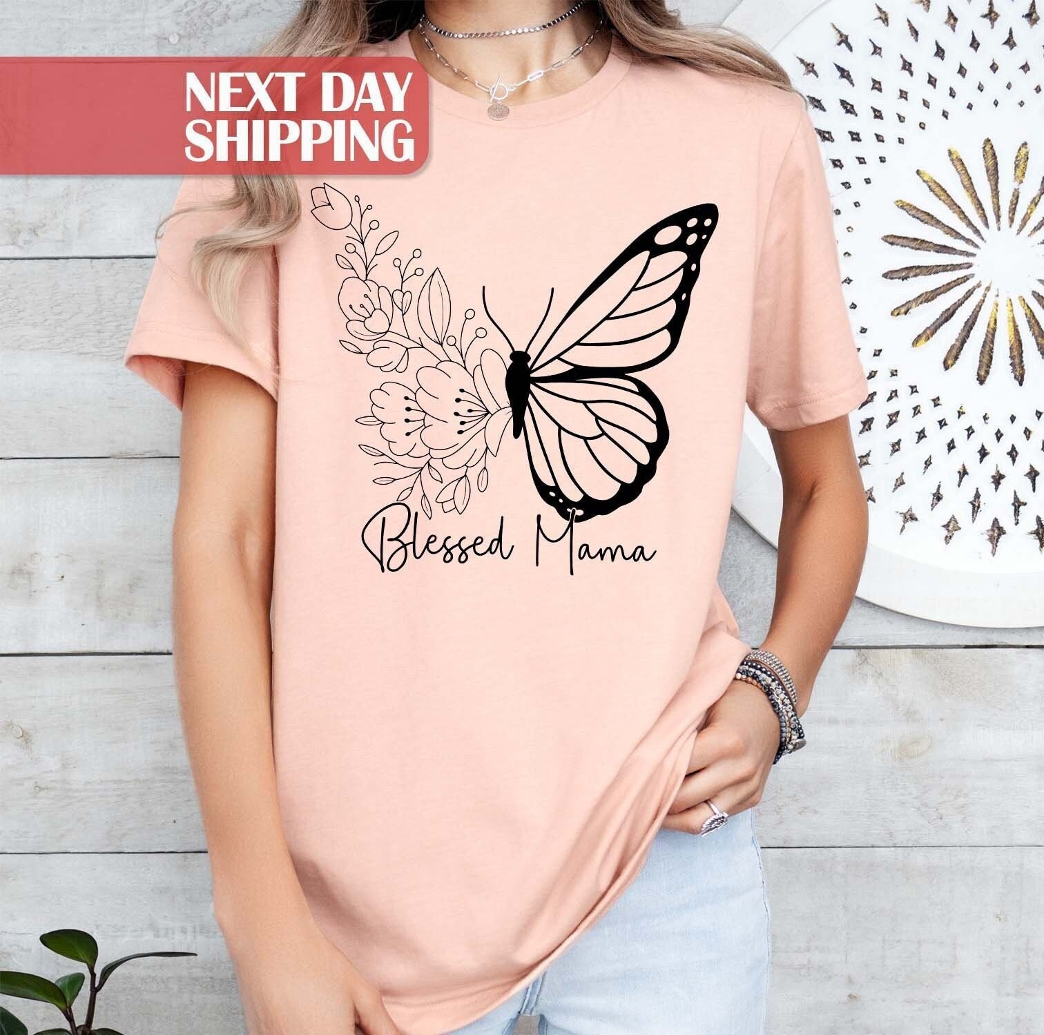 floral butterfly blessed mama shirt for mom life happy mothers day cute mom t shirt unique mothers day gift qmr3c