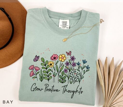 floral butterfly tee for strong women positive thoughts t shirt trending mom life shirt vintage style yrdyd scaled
