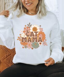 floral cat mama sweatshirt cute cat mom crewneck boho style for cat lovers perfect for fall and everyday wear fkntu