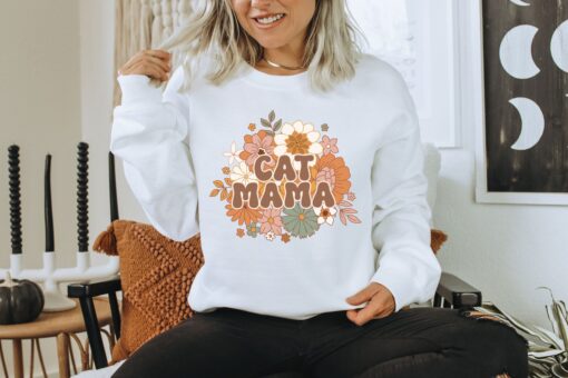 floral cat mama sweatshirt cute cat mom crewneck boho style for cat lovers perfect for fall and everyday wear fkntu scaled