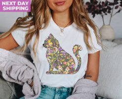 floral cat mom shirt cute cat lover tee purr shirt for animal lovers unique gift for cat moms wzbfy