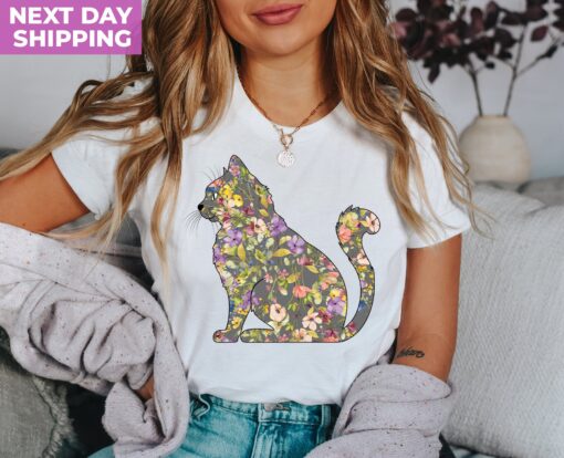 floral cat mom shirt cute cat lover tee purr shirt for animal lovers unique gift for cat moms wzbfy