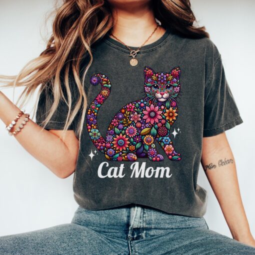 floral cat mom shirt for cat lovers cute cat mama t shirt perfect gift for cat moms and cat enthusiasts ihas5