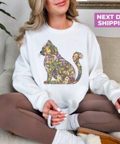 floral cat mom sweatshirt cute cat lover tee purr shirt for animal lovers unique gift for cat moms f2llz