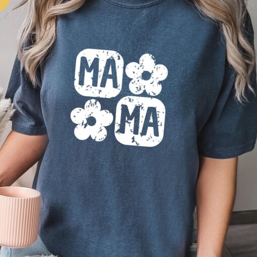 floral checkered mama shirt for mothers day baby shower mom pregnancy gifts cute mom life t shirt 2025 noyaq scaled