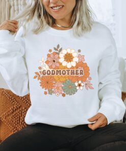 floral godmother sweatshirt for baby announcement unique gift from godson or goddaughter cute god mom sweater 27gv2