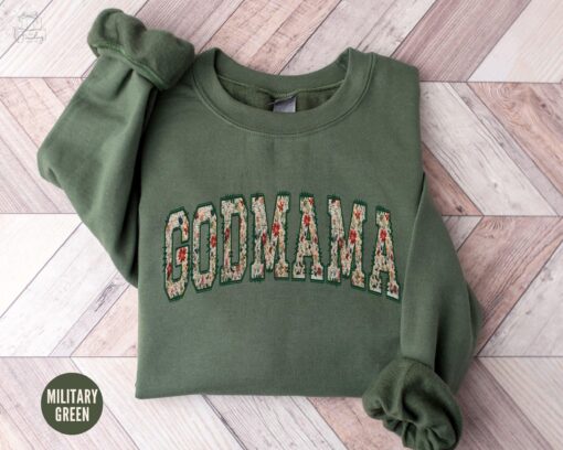 floral godmother sweatshirt wildflower godmama shirt aunt crewneck proposal gift for mothers day and auntie lzaun