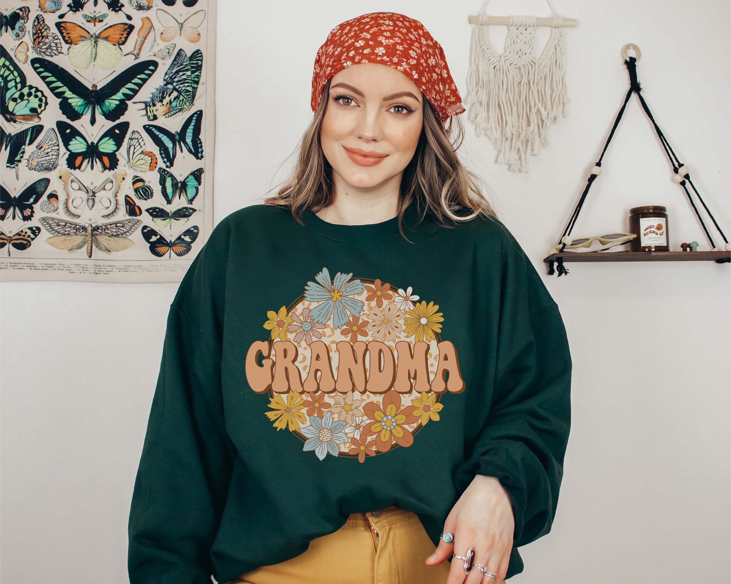 floral grandma sweatshirt for pregnancy announcement groovy grandma shirt unique gift for grandparents 0swfd scaled