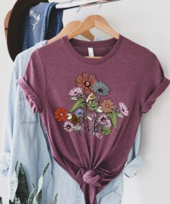 floral graphic tee for women wildflower plant lover inspirational boho shirt cute flower t shirt for nature enthusiasts 5ixg1