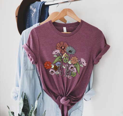 floral graphic tee for women wildflower plant lover inspirational boho shirt cute flower t shirt for nature enthusiasts
