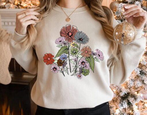 floral graphic tee for women wildflower plant lover inspirational boho shirt cute flower t shirt for nature enthusiasts fohhd