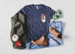 floral heart t shirt for women pocket design cute flower heart tee unique floral ladies shirt itgsf