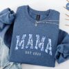 floral mama est shirt custom toile de jouy sweatshirt first mothers day crewneck new mom announcement shirt rqeii