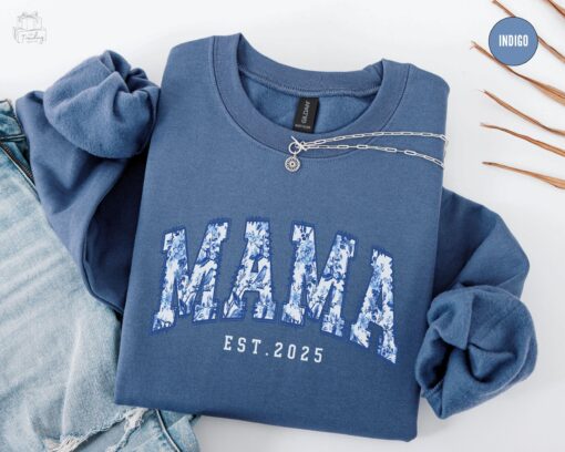 floral mama est shirt custom toile de jouy sweatshirt first mothers day crewneck new mom announcement shirt rqeii