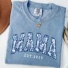 Floral Mama Est Shirt Personalized Mothers Day T-Shirt Custom New Mom Announcement Coquette Mama Tee