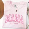 floral mama est shirt personalized mothers day tee custom toile de jouy t shirt for new mom baby announcement olcfl