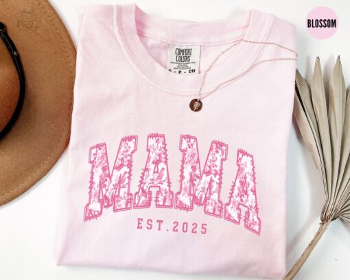 floral mama est shirt personalized mothers day tee custom toile de jouy t shirt for new mom baby announcement olcfl