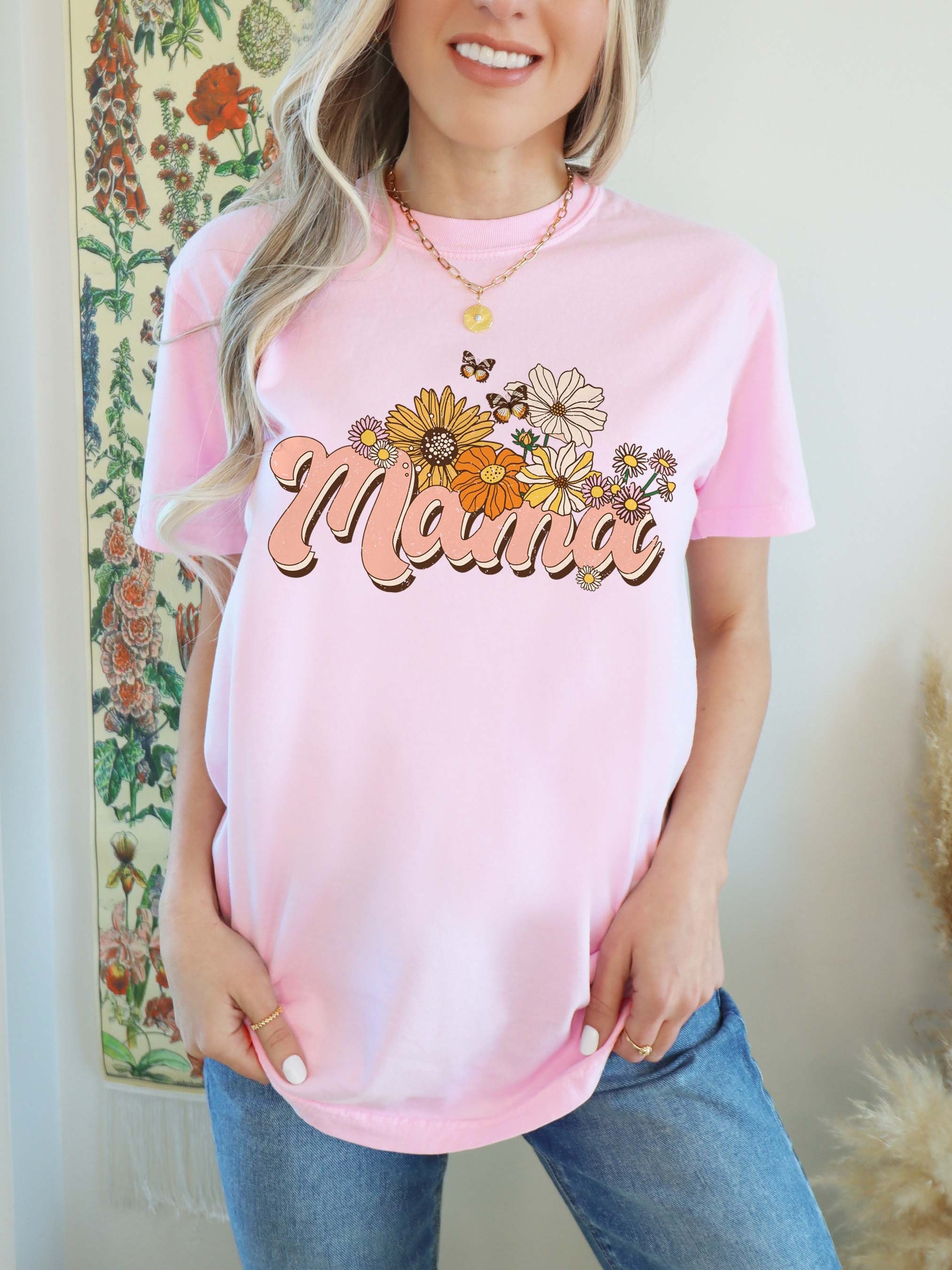 floral mama shirt butterfly mom shirt trendy mom to be shirt cute floral t shirt for moms gifts for mothers day pqlsm scaled