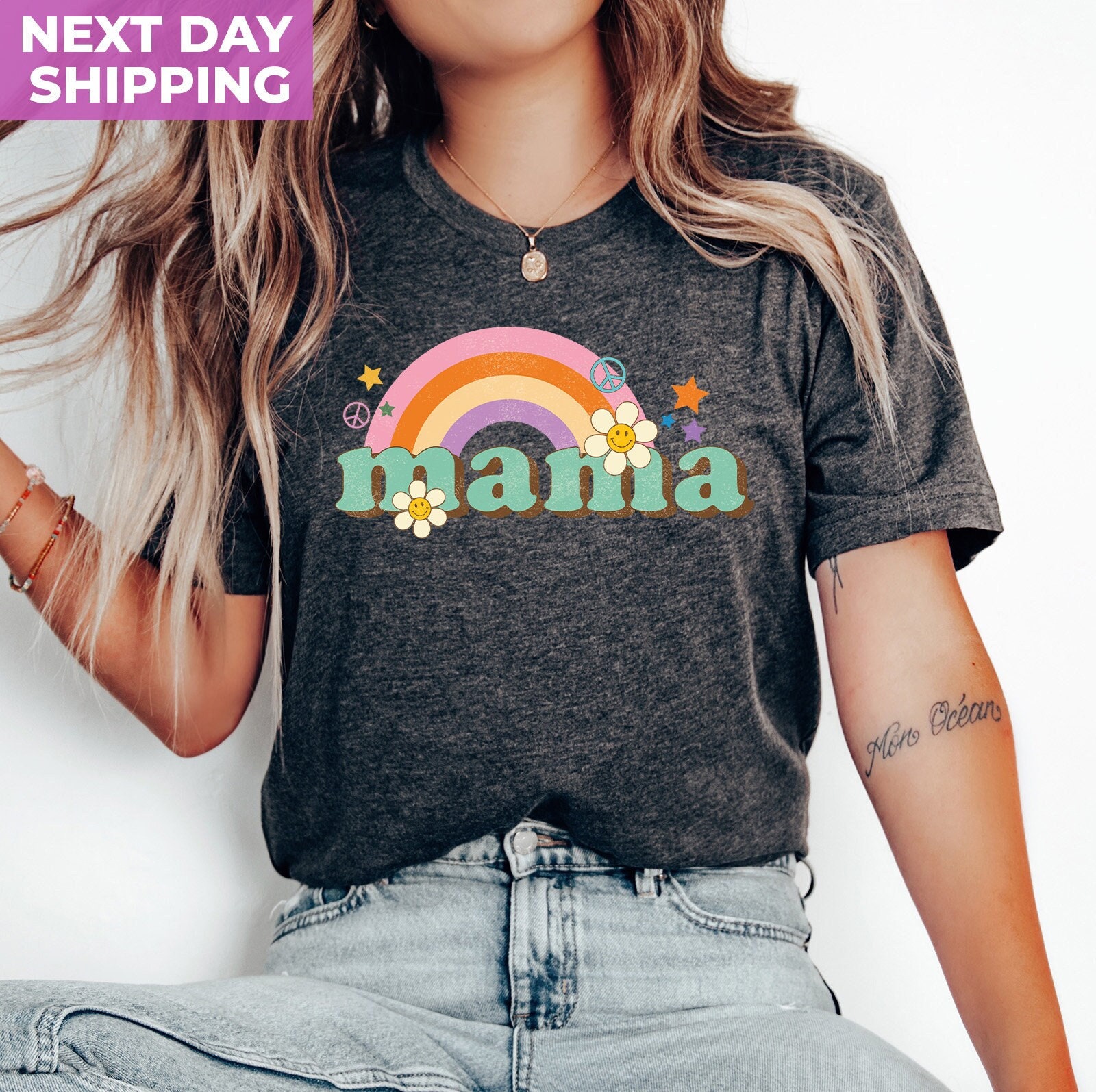 floral mama shirt cute mom t shirt rainbow flower design for mothers day new mom gifts and motherhood celebrations fzesl