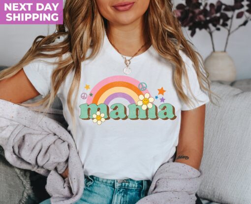 floral mama shirt cute mom t shirt rainbow flower design for mothers day new mom gifts and motherhood celebrations zz6in