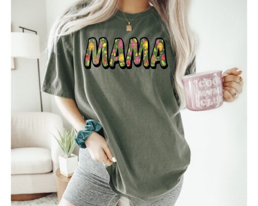 floral mama shirt for mom comfortable t shirt mothers day gift new mom shirt cute flower design for mom life iwok1