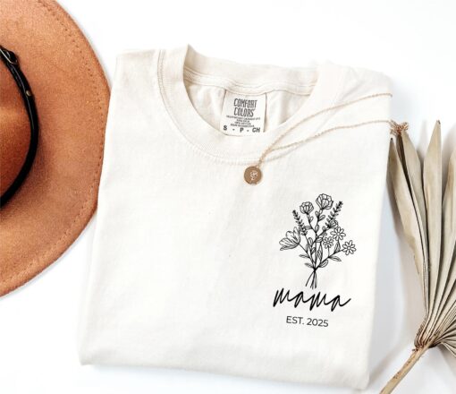 floral mama shirt for mothers day custom pocket shirt unique gift for new moms cute mom life tee plmti